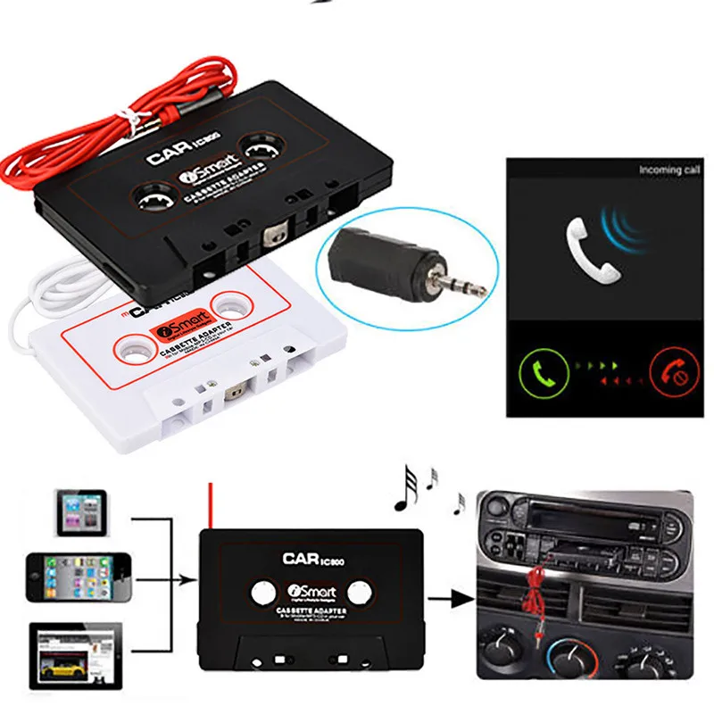 Автомобильный Кассетный адаптер Ic800 3 5 мм Aux аудио для Mp3/Mp4 Cd Ipod/Iphone 7 8