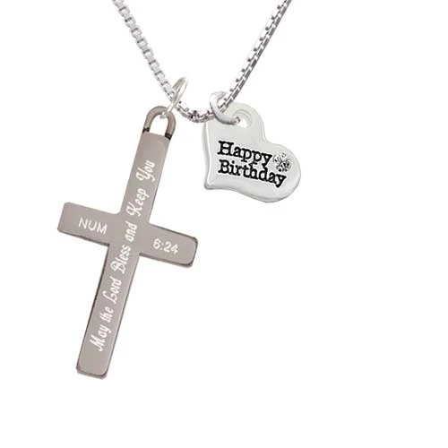 Small Happy Birthday Heart - Bless and Keep You - Cross Necklace (1)