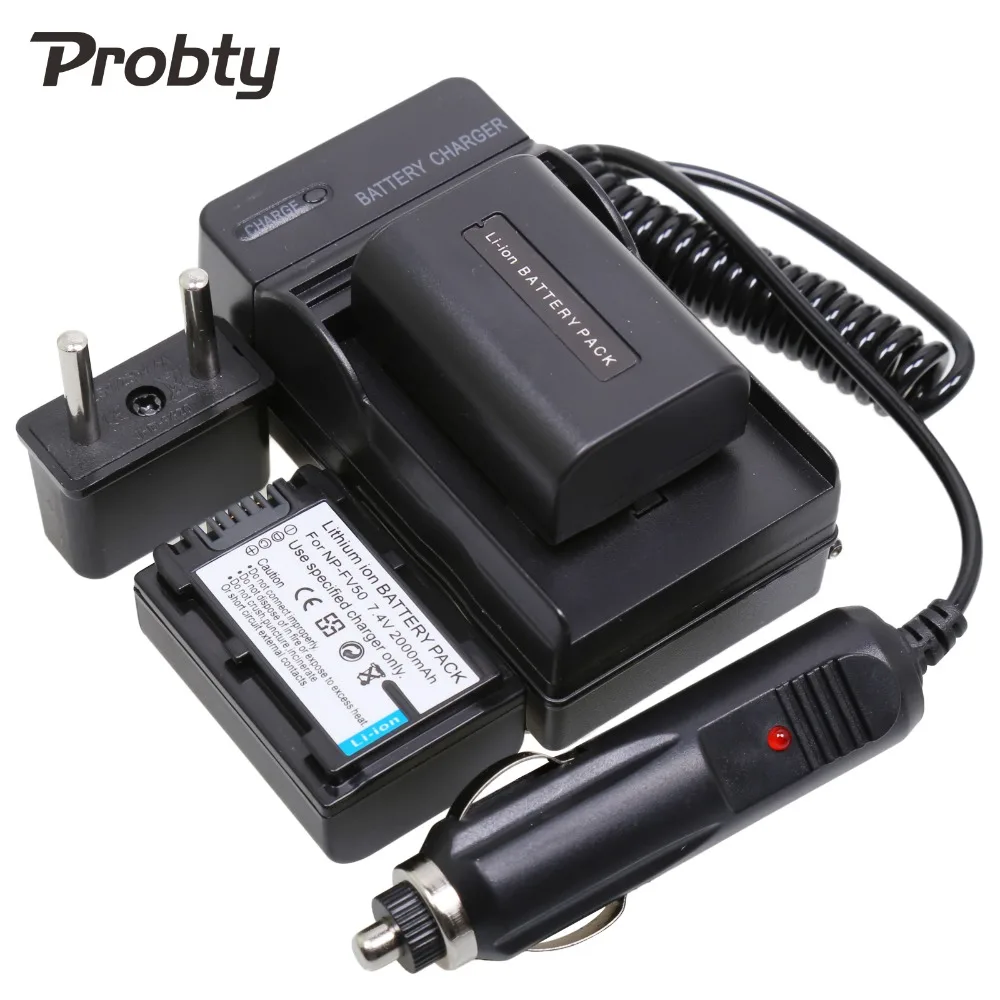 PROBTY 2 шт. 2000 мАч NP FV50 батарея + зарядное устройство для Sony PJ10E PJ30E PJ50E TD10E VG10E DCR SX43E SR68
