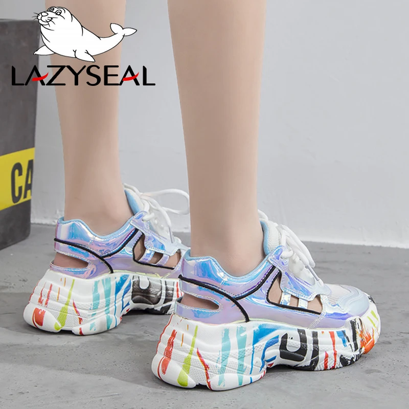 LazySeal/дышащая обувь женские босоножки на платформе женская летняя пляжная
