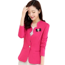 Весенне-летний Женский Тонкий Блейзер, пальто, плюс размер, повседневная куртка, длинный рукав, одна пуговица, костюм, блейзеры для девочек, рабочая одежда Z272