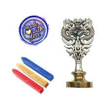 Подпись индивидуальная восковая печать комплект печатей Сделано с любовью металлический Дракон ручка Винтаж Свадебные приглашения(Дракон Серебро