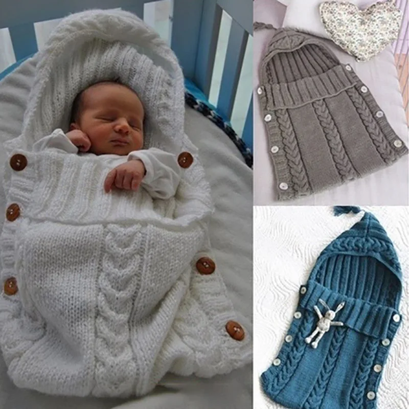 

Swaddling Wrap Blanket Sleepsack Soft Infant Newborn Baby Products Blanket Newborn Baby Swaddle Wrap Wool Knitted Sleeping Bag