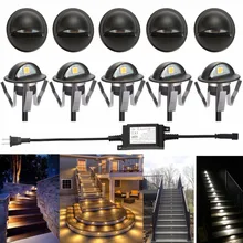 Черный IP65 в форме полумесяца светодиодный Открытый Сад Путь Лестница светодиодный Палуба Шаг огни лампы комплект из 10 шт. теплый белый