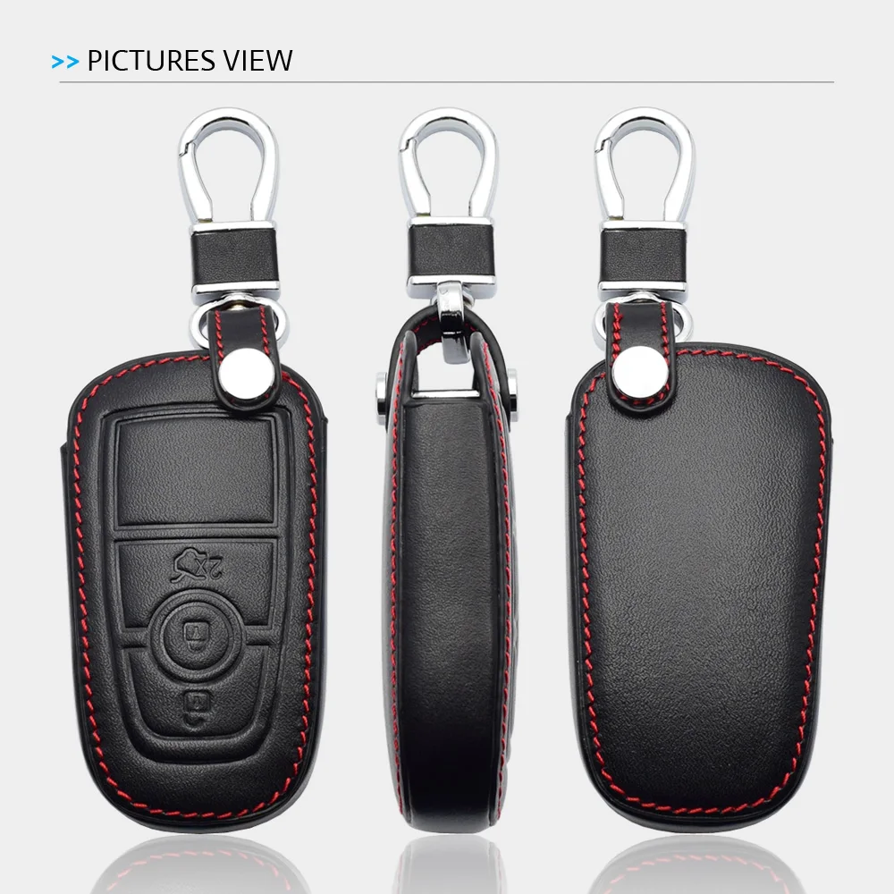 ATOBABI чехол для автомобильных ключей из натуральной кожи для Ford Mustang, 3 кнопки, умный пульт дистанционного управления, чехол для ключей, сумка для ключей, аксессуары для ключей
