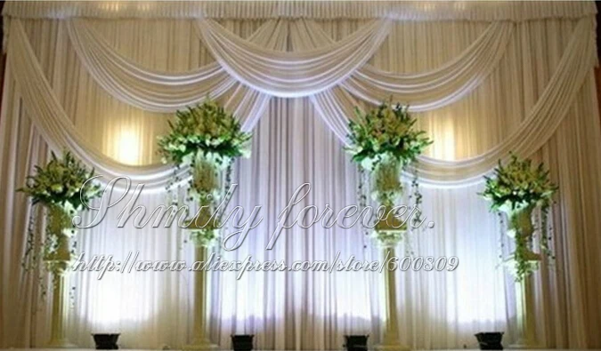 Hot Sale Simply 3x3m Elegent White With Swag Pleated Drapes