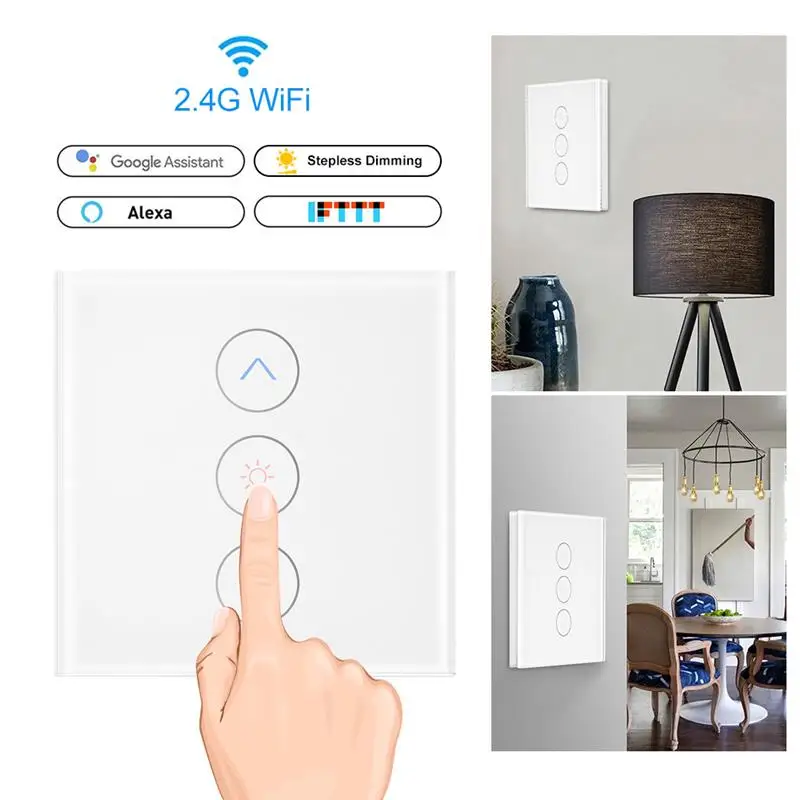Wi-fi-регулятор светодиодного освещения переключатель 220 В 110 затемнения панель подключен к Alexa Google домашний голос управление диммер для светодиодный лампы