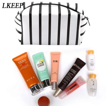 

Toiletry Bags Travel PVC Striped Cosmetic Bag Organizer Women Makeup Bag Make up Case Beauty Storage Wash bag