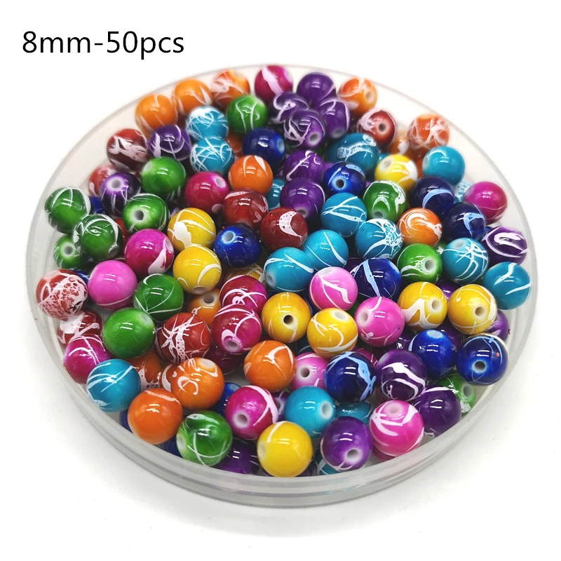 Acrylic Beads 6mm-20mm Round Shape Beads Jewelry Making Multicolor Loose Bead DIY Accessory #YKL28-35