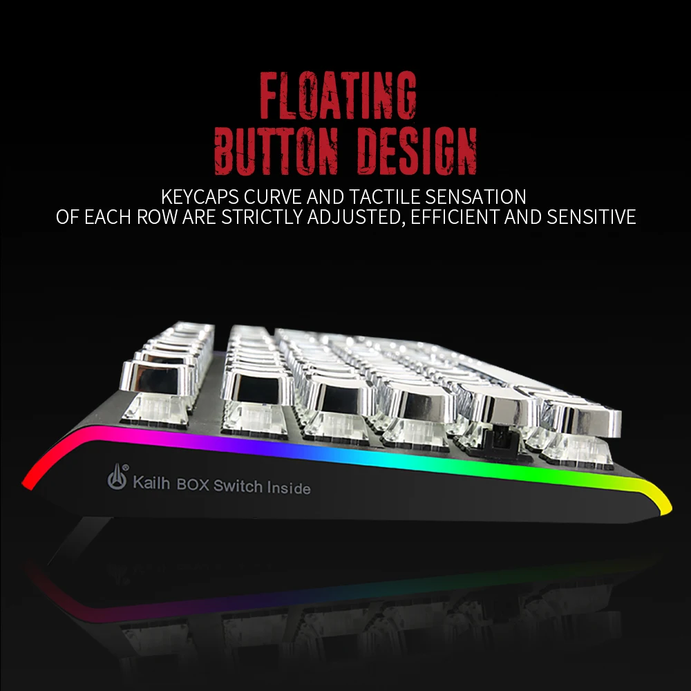  HEXGEARS GK735-B Kailh BOX Switch Mechanical Keyboard Electroplating Keycaps RGB SizeLight Mechanic