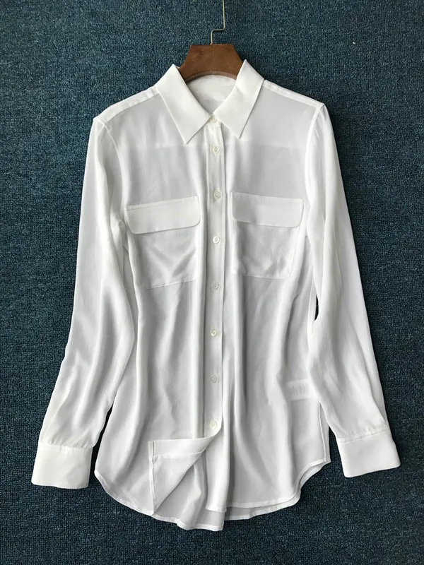 Шелковая блуза, шифоновая блуза, Женская офисная блуза высокого качества, белая, бежевая, красная, розовая, свободная, подиумная блузка, рубашка, новинка - Цвет: white