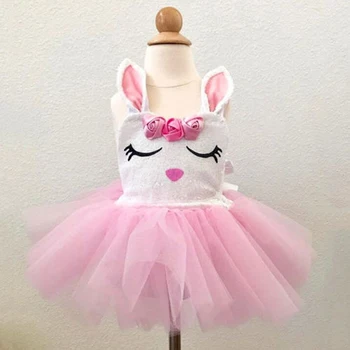 

Cute Bunny Pattern Sleeveless Mesh Bodysuit Dress For Baby Girl
