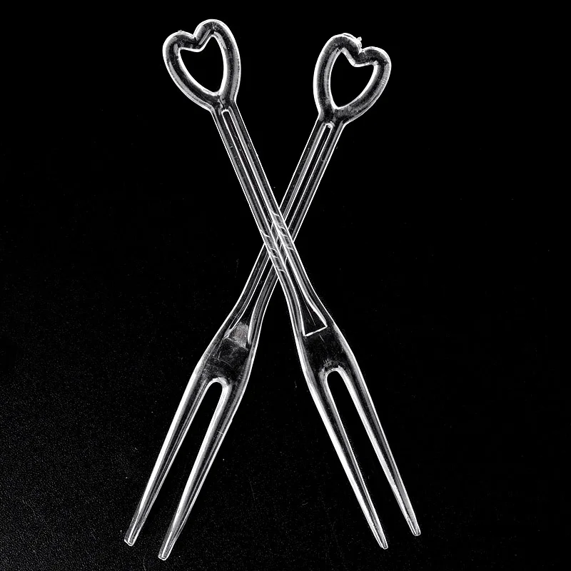 9cm Transparent Plastic Fork, Fruit Fork, Cake Disposable Fork, West