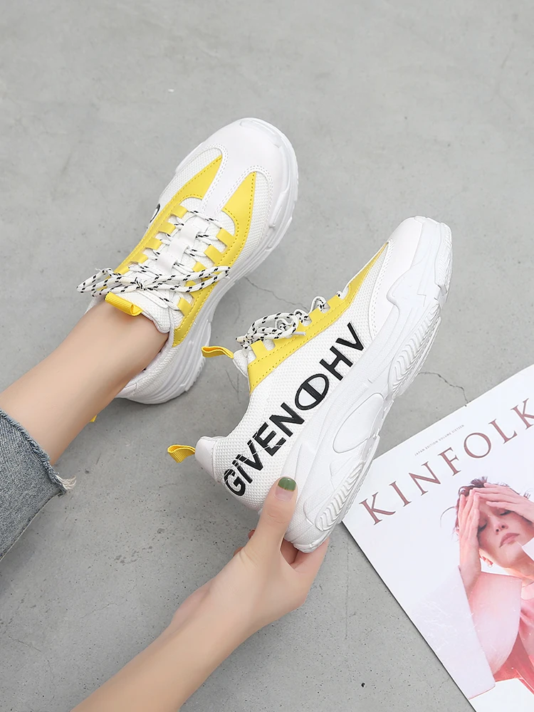 

Spring and autumn new trend with thick-bottom letters high-heeled casual shoes fashion lightweight running shoes.