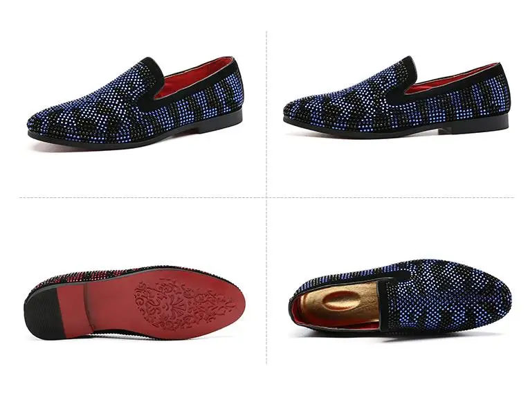 Men Luxury Brand Men Loafers Diamond Rhinestones Dress Shoes Red Bottom Wedding Party Loafers Smoking Slippers Men Luxury Brand Men Loafers Diamond Rhinestones Dress Shoes Red Bottom Wedding Party Loafers Smoking Slippers