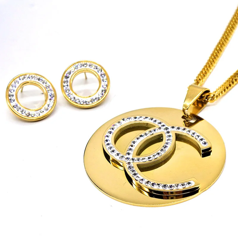AMUMIU Hot Sale Fashion Women Jewelry Classy Sparking Crystal Necklace Wedding Gold/White Jewelry Set Woman Dress JS086