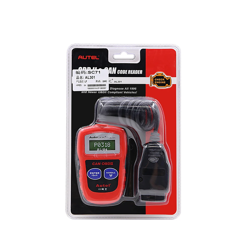 Autel AutoLink AL301 OBDII OBD2 CAN Code Reader Scanner Auto Fault obd2 Diagnostic Scan tool