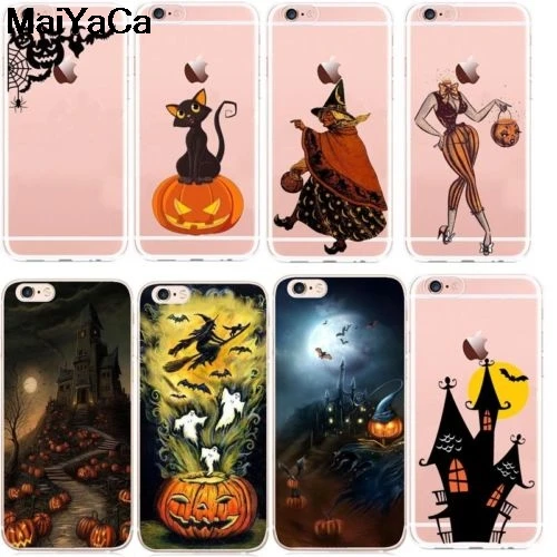 

MaiYaCa Halloween Bat Witch Boo for iPhone 4S SE 5C 5S 5 6 6S 7 8 Plus X XR XS MAX Phone Cases transparent Soft TPU Cover Cases