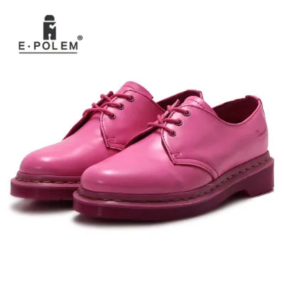 

2018 New Women Pink Boots Unisex Cow Leather Ankle-Boots For Wedding Spring&Autumn Low Square Heel Shoes Equestrian Boots