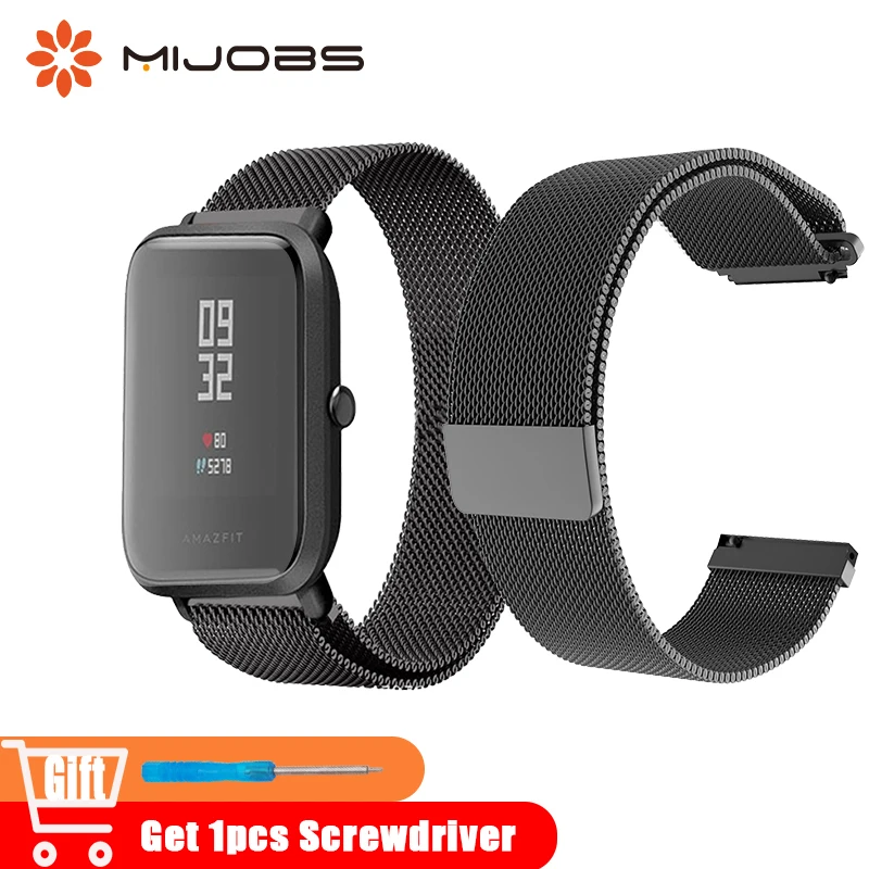 Mijobs 20mm 22mm Stainless Steel Bracelet Strap Milanese Loop Correa for Xiaomi Huami Amazfit Bip BIT Pace Lite Youth Wrist Band Mijobs 20mm 22mm Stainless Steel Bracelet Strap Milanese Loop Correa for Xiaomi Huami Amazfit Bip BIT Pace Lite Youth Wrist Band