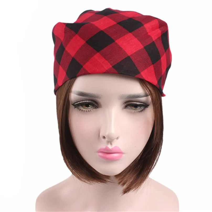 Hiking Scarves Bandana Scarf Square Head Scarf Female Plaid Bandanas Head Wrap Turban Hair Accessories Headband  #4M07 (1)