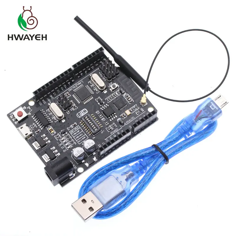 

HWAYEH UNO R3 + WiFi ATmega328P+ESP8266 (32Mb memory) USB-TTL CH340G For Arduino Uno NodeMCU WeMos ESP8266 One New Arrival