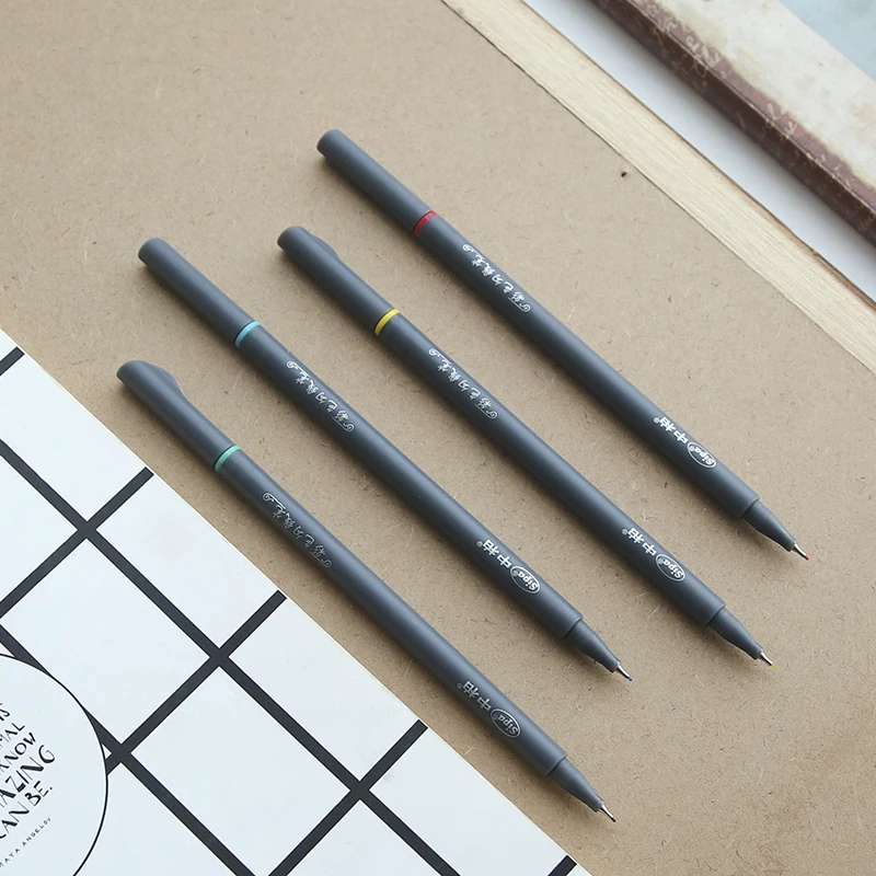 10 개/대 새로운 간단하고 초박형 컬러 후크 라인 스트로크 펜 0.38mm 섬유 팁 여러 가지 빛깔의 수채화 펜 학교 사무용품