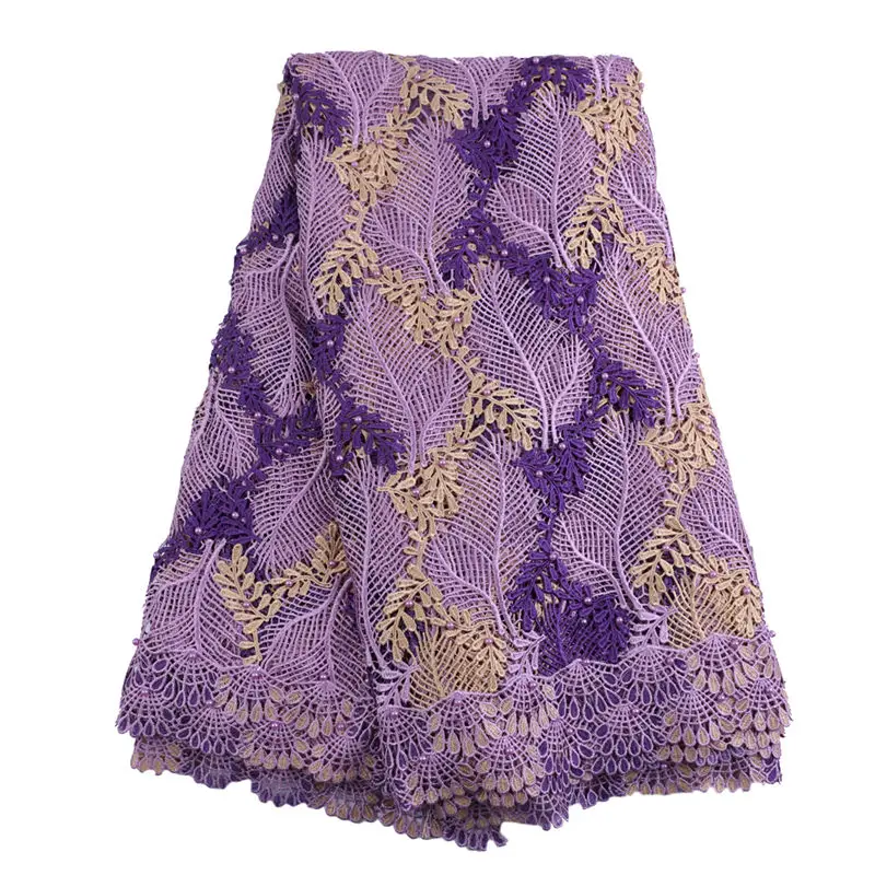 

African lace fabric guipure latest design coral red multi color high quality lilac cheap wedding african guipure