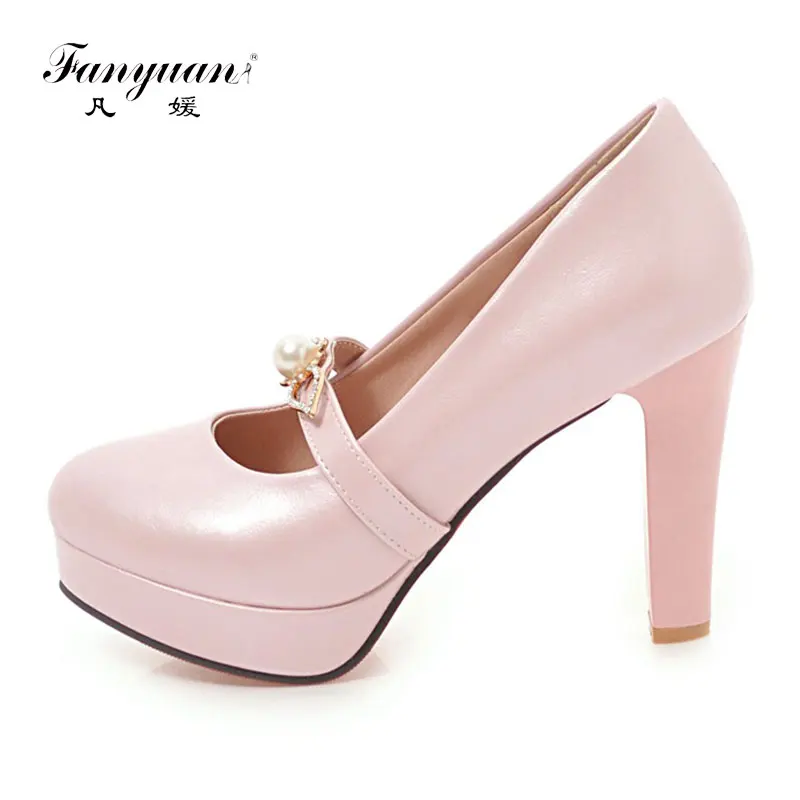 

Fanyuan Spring 2018 Fashion Womens Pumps Heels Slip-On Women High Heel Platform Shoes Sexy Rhinestone Band Wedding Shoes Bride