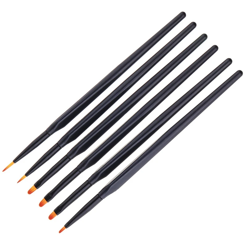 

Monja 6Pcs / Set Manicure Black Acrylic Uv Gel Extension Generator Brush Floral Pattern Design Drawing Pen Manicure Tool