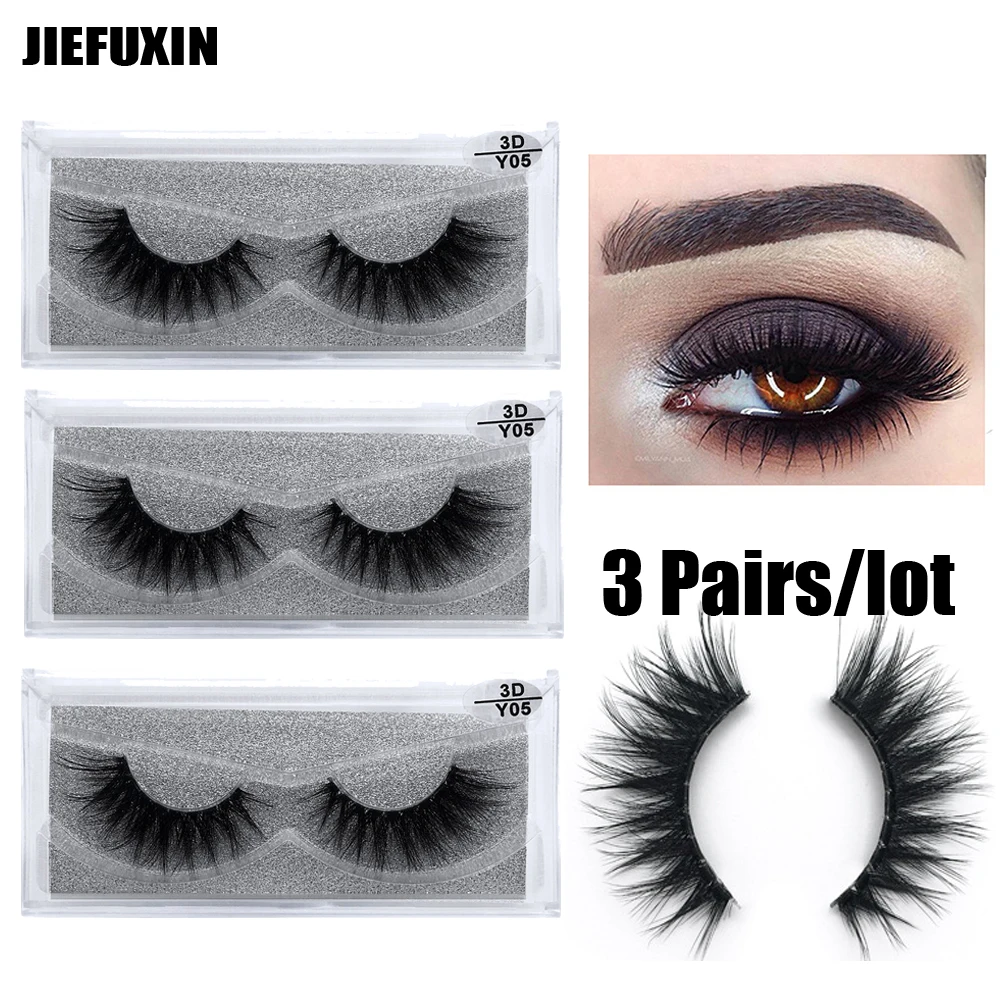 3Pairs/lot Mink Eyelashes Clear Band EyeLashes Crisscross Transparent