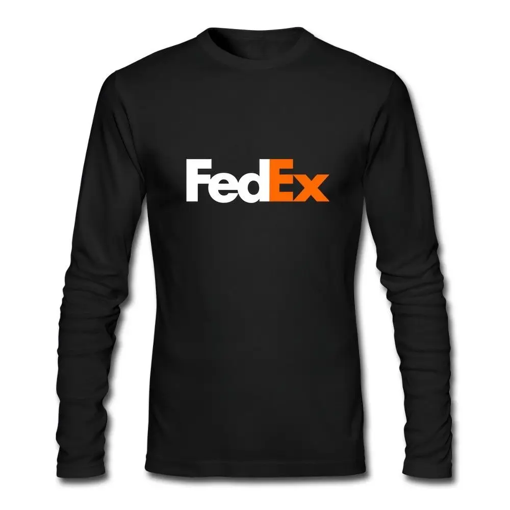 FedEx 100% хлопок белый оранжевый логотип с длинным рукавом черная футболка Размеры XS