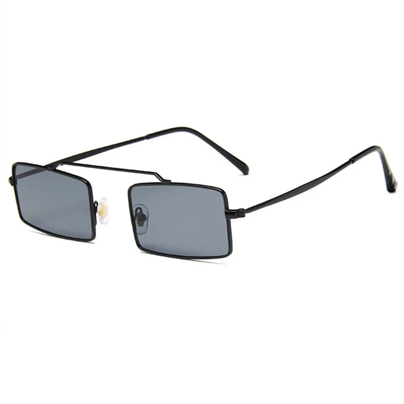 YOOSKE Мужские Винтажные Солнцезащитные очки женские брендовые маленькие прямоугольные Солнцезащитные очки женские зеркальные очки UV400 - Цвет линз: Черный