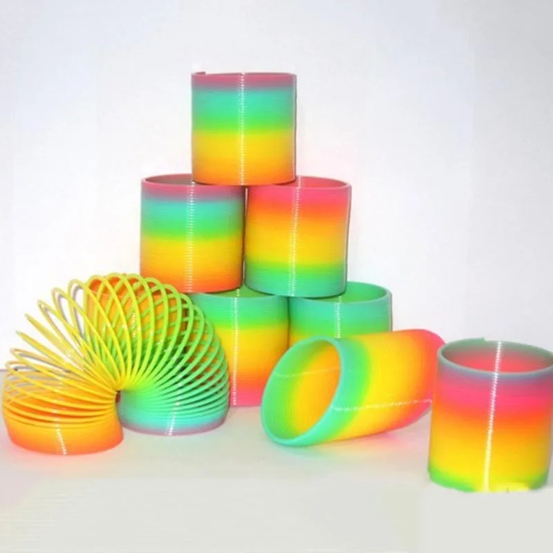 Buy Kids Toy Large Magic Plastic Slinky Rainbow Spring 9*9cm Colorful Funny