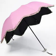 Лидер продаж кленовый лист Apollo принцесса воланами непрозрачные винила Bumbershoot высококачественные черные Краски три складной УФ зонтик