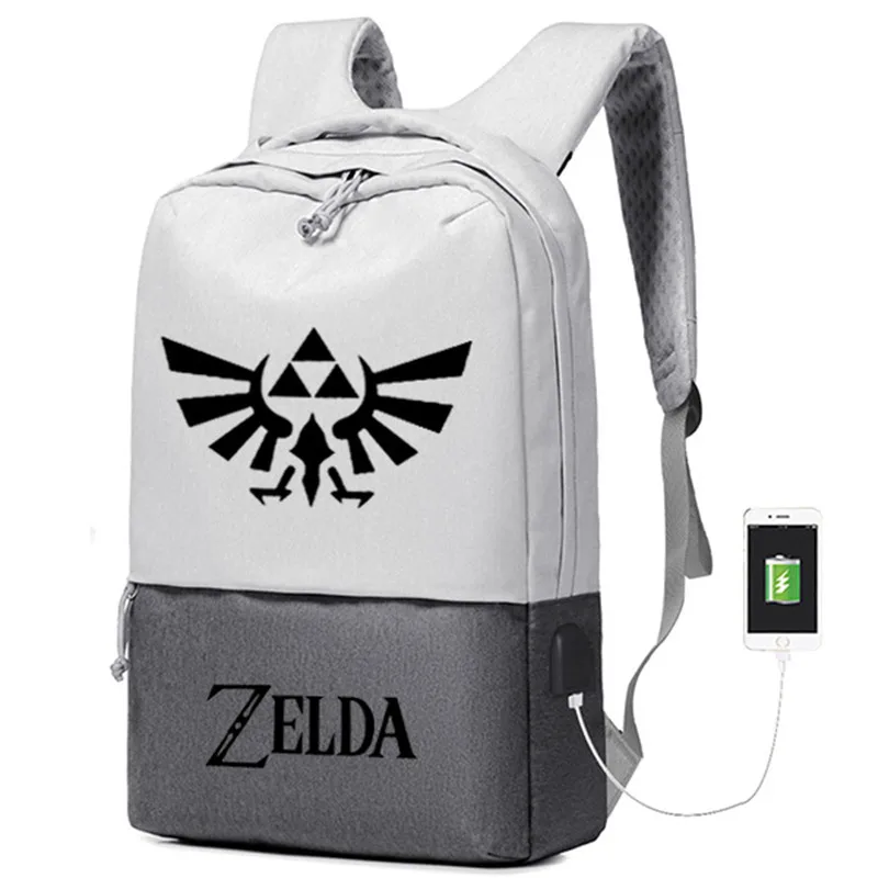 Легенда о Зельде игровой мужской рюкзак Zelda холщовый рюкзак с принтом USB интерфейс ноутбук школьный рюкзак