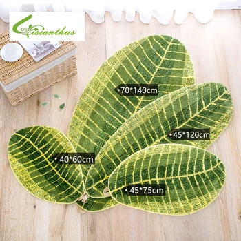 

Green Leaf Carpet for Hallway Entrance Doormat Anti-slip Kitchen Floor Mat Bedroom Bedside Area Rug Bath Table Carpets Tapetes