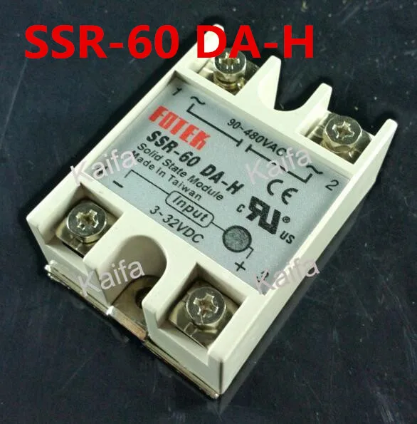 

1 Piece Solid State Relay SSR DC Control AC SSR-60 DA-H 3-32V DC To 90-480V AC High Quality