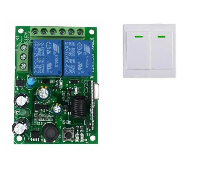 

Wireless Remote Control Switch AC220V 85V 110V 220 V 2CH Relay Receiver Module + Wall stick remote For garage door curtains