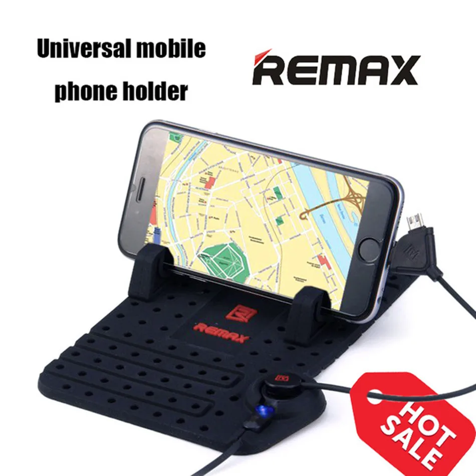 Remax Universal Mobile Phone Car Holder For GPS iPad iPod iPhone Samsung XiaoMi HuaWei P9 Lite Mate 9 Car Holder 2 Head Cable