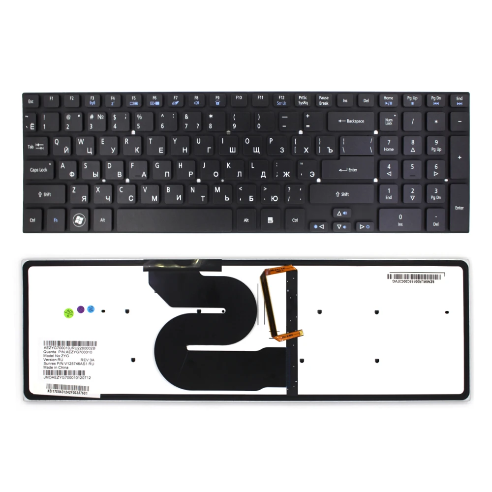 New US Black Keyboard with Backlit for Acer Aspire R14 R5-431T R5-471T R7-372T