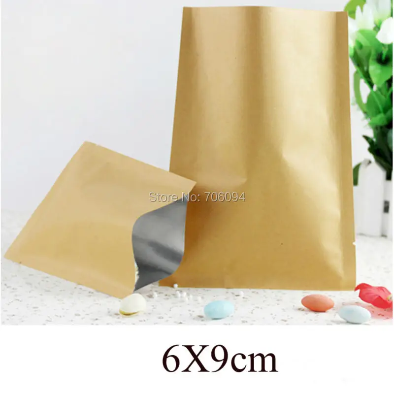 

200PCS 6x9cm(2.4''x3.5'') Heat seal kraft paper bag,nut/candy/Tea kraft pack bag,Aluminum foil lining kraft paper bag