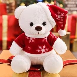 Рождественская мягкая кукла, плюшевая игрушка, красная шляпа, маленький белый медведь, лось, снеговик, рождественское праздничное дерево, Декор, животные, кукла, детский подарок, S/M/L - Цвет: White bear