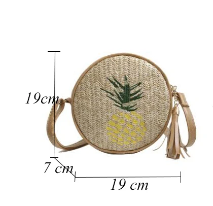 DRIGA Leaf вышивка соломы круглые клатчи для женщин круг пляжные сумки ананас круговой сумки через плечо кошельки с кисточками женские