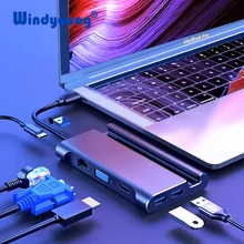 USB C док-станция для ноутбука Thunderbolt 3 HDMI VGA RJ45 PD адаптер с держателем для телефона Подставка для MacBook Pro huawei P30 USB C концентратор