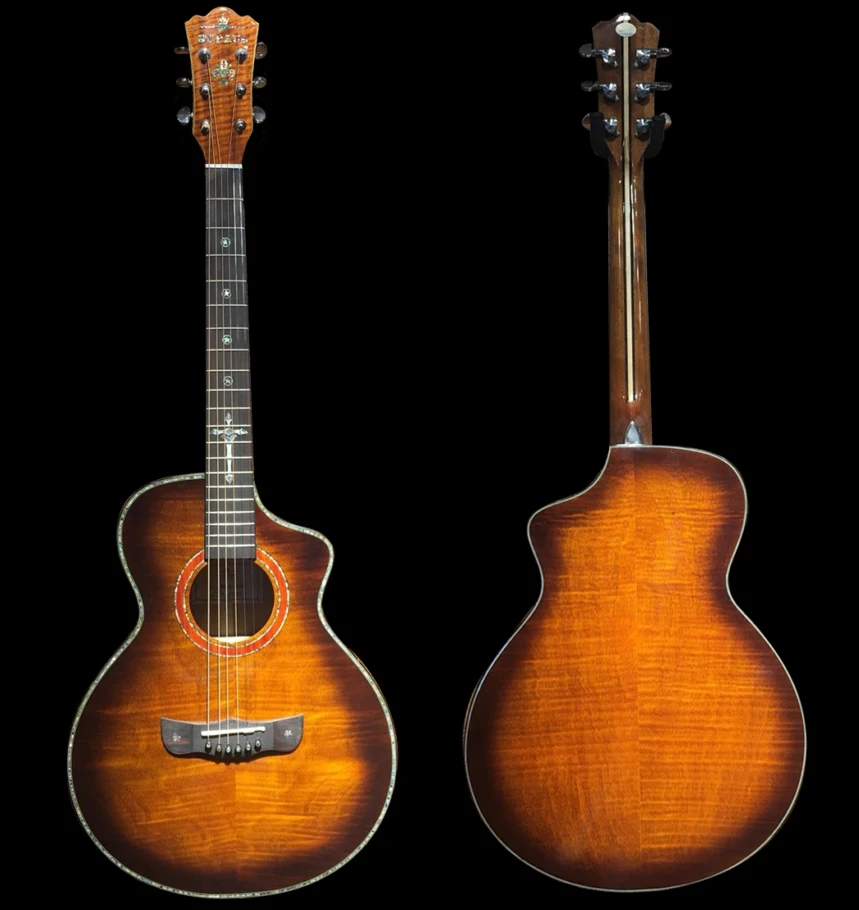 

S.T Paul SCG-90C 39 Inch cut way flamed maple wood acoustic guitar, acoustic electric guitar