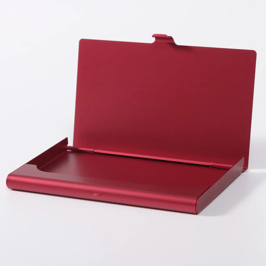 Креативный чехол для визиток из нержавеющей стали, алюминиевый держатель, металлическая коробка, чехол для кредитных мужчин, бизнес-держатель для карт, металлический кошелек - Цвет: Red