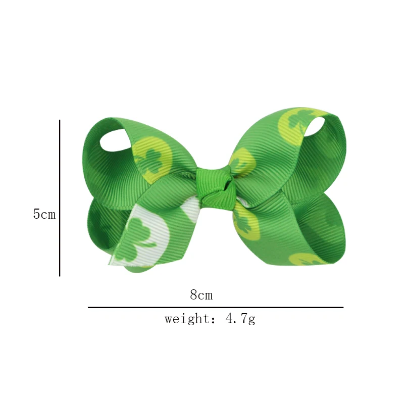 Clover Butterfly Hairpin Printed Knot Ribbon Bow For Girls Handmade Boutique Hair Clip Children Hair Accessories (2)