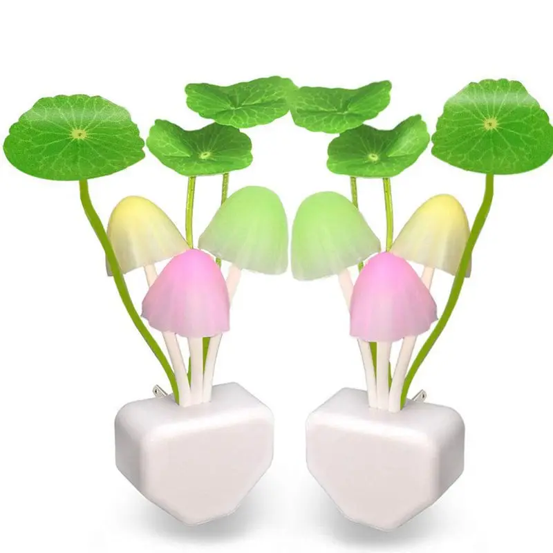 

2Pack Led Night Light,Color Changing Nursery Mushroom Light Plug In Wall Lamp With Dusk To Dawn Sensor For Kids Baby Adults Sl