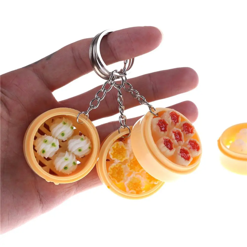 

Fashion Keychains Cute 14 Models Party Simulation Food Key Chain Ring Keychain Creative Trinket Charm Women Girl Kids Keyring
